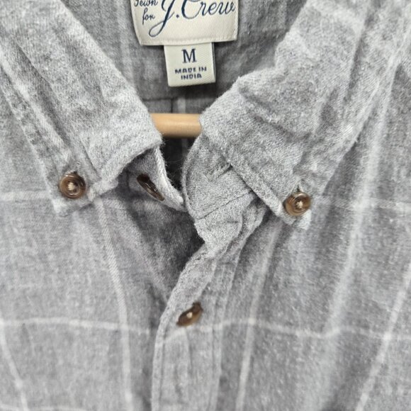 Brushed Twill Gray White J. Crew 100% Cotton Button Down Shirt Size Medium - Picture 3 of 12